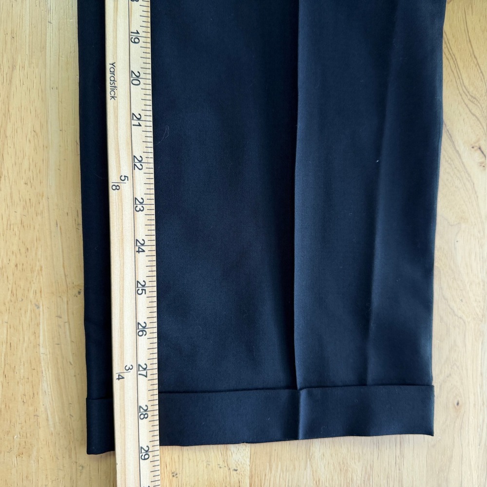 Jos A Bank 2-Piece Suit Mens 42R 36x29 100% WOOL Pleated Cuffed Solid Black - Picture 14 of 16
